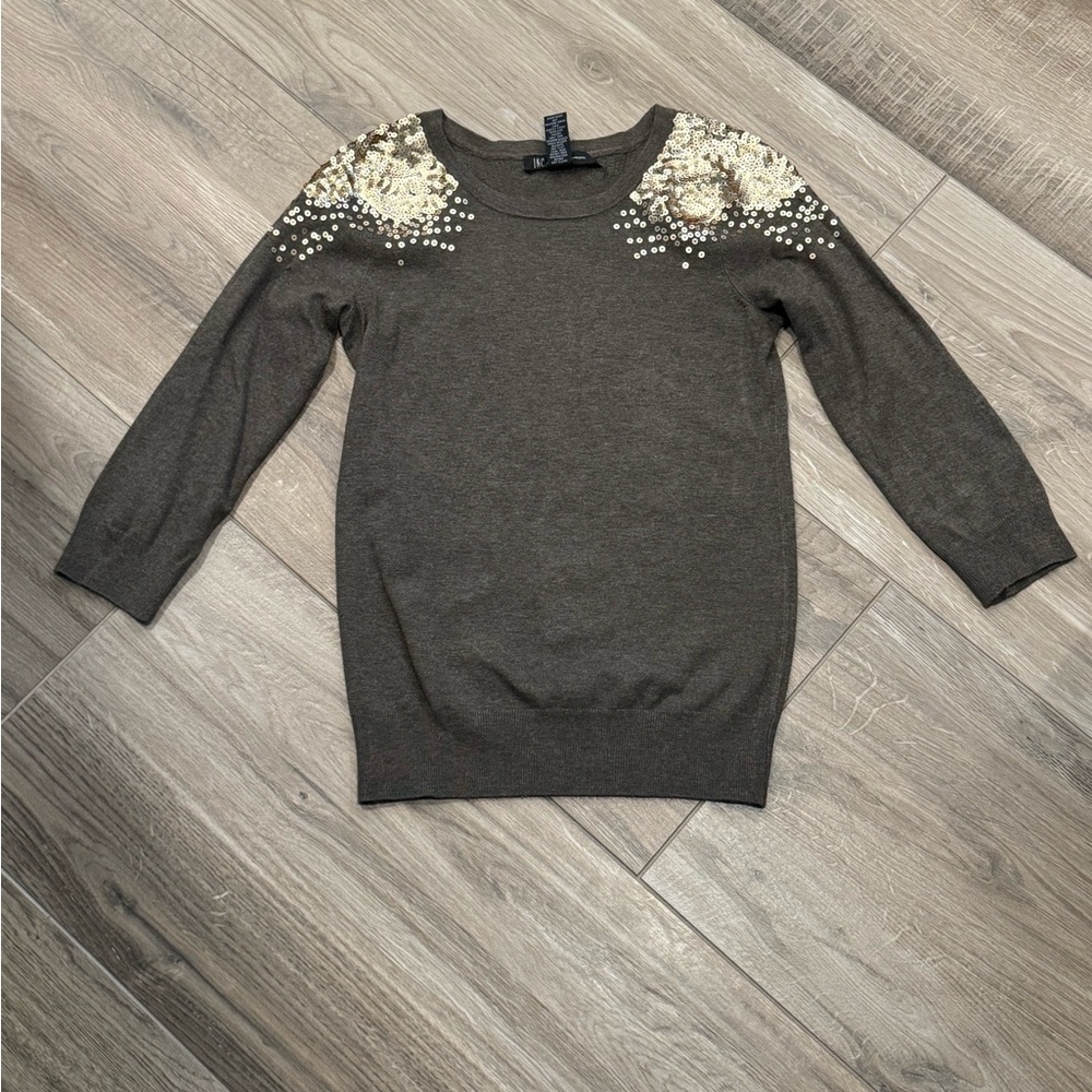INC - Embellished Shoulder Sweater with Sequin Detail